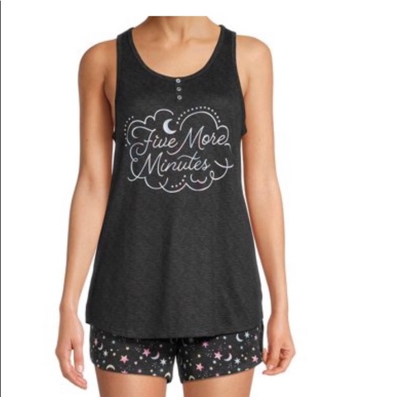 NEW, Secret Treasures Women's Plus Screen Print Tank Top and Shorts, 2-Piece Set - Picture 1 of 5